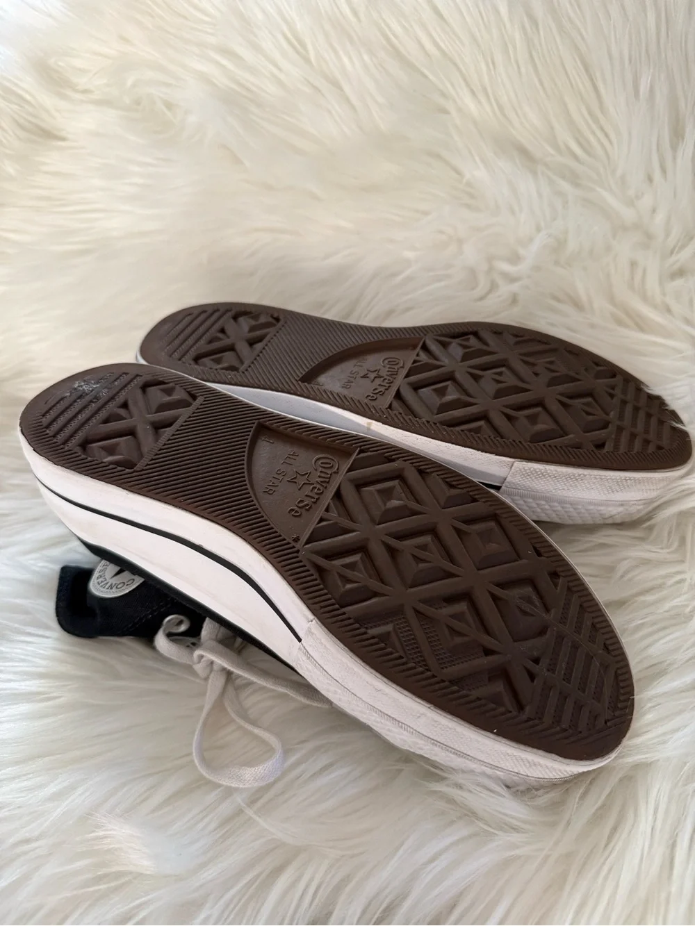 Converse Black and White High-Top Canvas Sneakers with White Laces - Picture 3 of 4